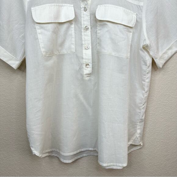 FAHERTY The Uptown Shirt Whisper Ivory Lightweight Organic Cotton Womens Sz M - Picture 8 of 15